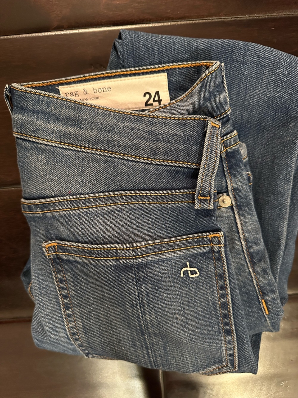 Rag & Bone Skinny Jeans Size 24 Camden Blue Medium Wash Stretch Denim
